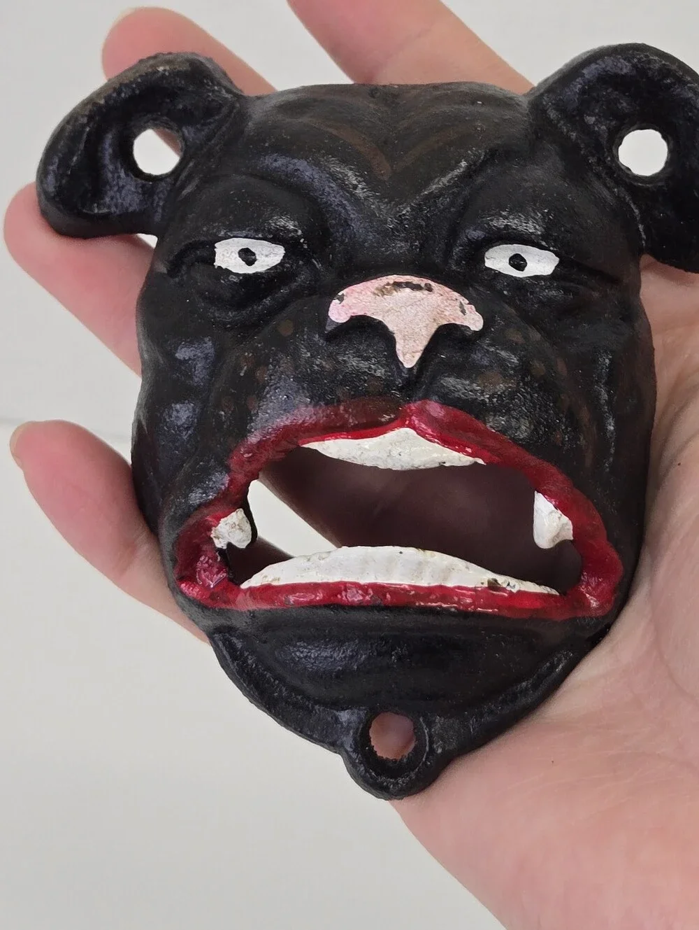 VTG Cast Iron Bulldog Wall Mount Bottle Opener Antique Finish Man Cave #3 brewer